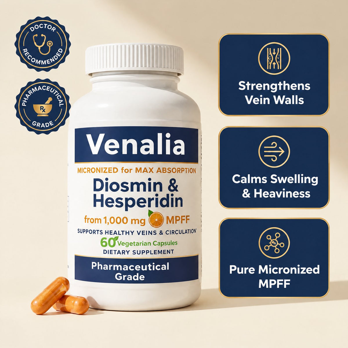 Diosmin & Hesperidin Capsules | Natural Swollen Leg & Ankles Support